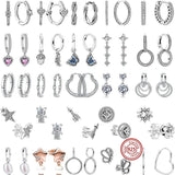 925 Silver Earrings Infinite Love Heart Crystal Moon Sun Ruby Original Pandora