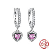925 Silver Earrings Infinite Love Heart Crystal Moon Sun Ruby Original Pandora