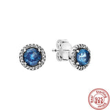 925 Silver Earrings Infinite Love Heart Crystal Moon Sun Ruby Original Pandora