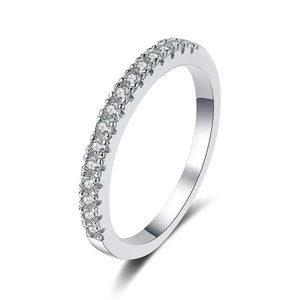 1.5MM Moissanite Half Eternity Band Ring S925 Silver Wedding Jewelry Gift