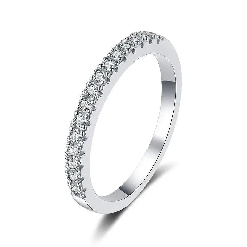 1.5MM Moissanite Half Eternity Band Ring S925 Silver Wedding Jewelry Gift