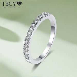 1.5MM Moissanite Half Eternity Band Ring S925 Silver Wedding Jewelry Gift
