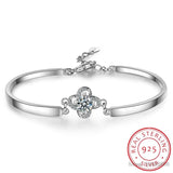Sterling Silver Four Leaf Clover Moissanite Bracelet