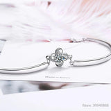 Sterling Silver Four Leaf Clover Moissanite Bracelet