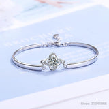 Sterling Silver Four Leaf Clover Moissanite Bracelet