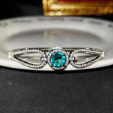 Green Moissanite Zircon Marquise Cuff Bangles For Women Silver Bracelets