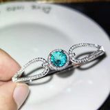 Green Moissanite Zircon Marquise Cuff Bangles For Women Silver Bracelets