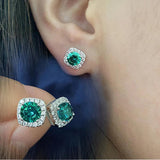 925 Silver Green Moissanite Diamond Stud Earrings for Women