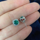 925 Silver Green Moissanite Diamond Stud Earrings for Women