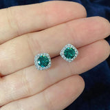 925 Silver Green Moissanite Diamond Stud Earrings for Women