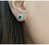 925 Silver Green Moissanite Diamond Stud Earrings for Women