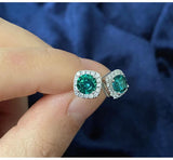 925 Silver Green Moissanite Diamond Stud Earrings for Women