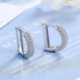 Andara Sterling Silver Moissanite Letter D Hoop Earring Sparkling Lab Diamond
