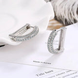 Andara Sterling Silver Moissanite Letter D Hoop Earring Sparkling Lab Diamond