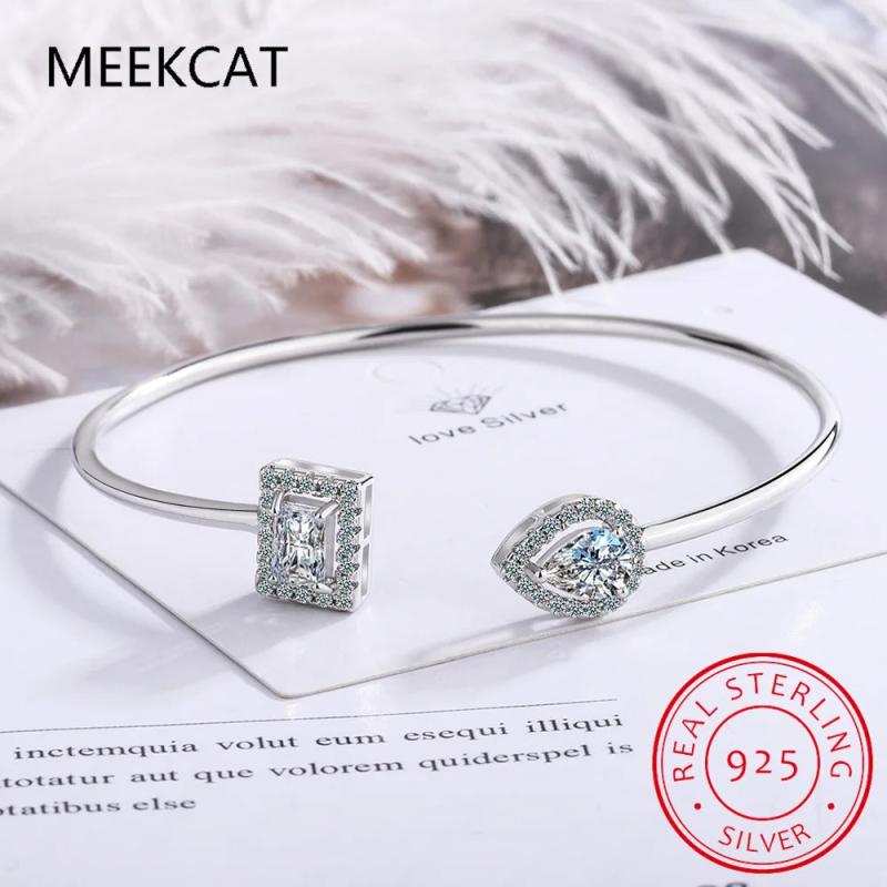 0.5ct Moissanite Diamond Radiant Cut Bangle Bracelet 925 Silver