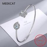 0.5ct Moissanite Diamond Radiant Cut Bangle Bracelet 925 Silver