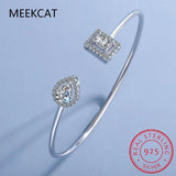 0.5ct Moissanite Diamond Radiant Cut Bangle Bracelet 925 Silver