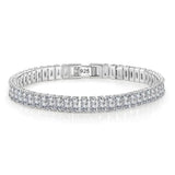 D Pass Diamond Tester Emerald Cut Plated 925 Silver Moissanite Bracelet