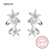 925 Silver Star Flower Stud Earring Moissanite Gemstone Jewelry