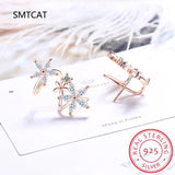 925 Silver Star Flower Stud Earring Moissanite Gemstone Jewelry