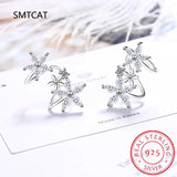 925 Silver Star Flower Stud Earring Moissanite Gemstone Jewelry