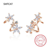 925 Silver Star Flower Stud Earring Moissanite Gemstone Jewelry