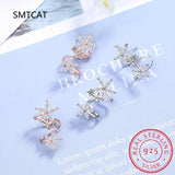 925 Silver Star Flower Stud Earring Moissanite Gemstone Jewelry
