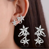 925 Silver Star Flower Stud Earring Moissanite Gemstone Jewelry