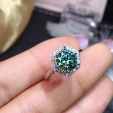 Blue-Green Moissanite Zircon Gemstone Open Wedding Engagement Ring