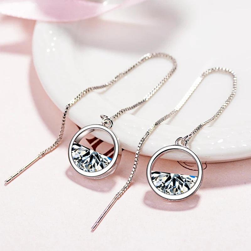 Moissanite Drop Earrings Silver Bridal Wedding Jewelry