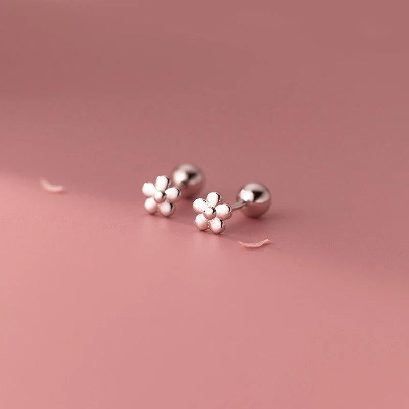 925 Silver Flowers Baby Stud Earrings Minimalist Party Jewelry Gift