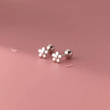 925 Silver Flowers Baby Stud Earrings Minimalist Party Jewelry Gift