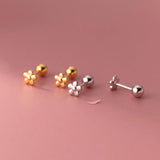 925 Silver Flowers Baby Stud Earrings Minimalist Party Jewelry Gift