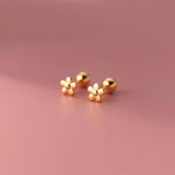 925 Silver Flowers Baby Stud Earrings Minimalist Party Jewelry Gift