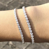 Simulated Diamond Tennis Bracelet 3-5mm Round for Women Men