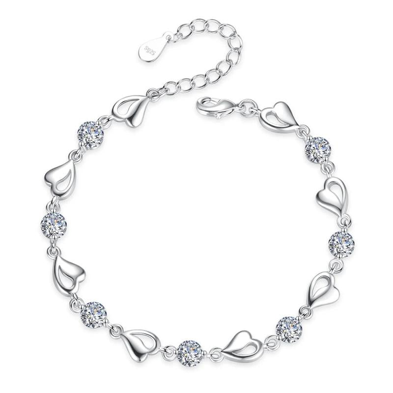 925 Silver Heart Cut Moissanite Tennis Bracelet