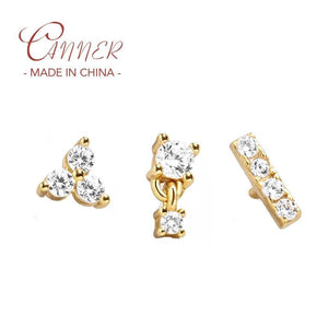 925 Silver Mini Piercing Earring for Women Zircon Stud Earring