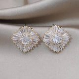 Korea 14K Plated Set Zircon Earrings Women's Work Accessories