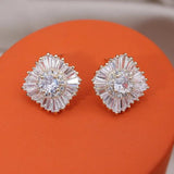 Korea 14K Plated Set Zircon Earrings Women's Work Accessories