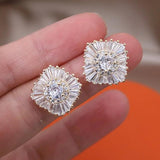 Korea 14K Plated Set Zircon Earrings Women's Work Accessories