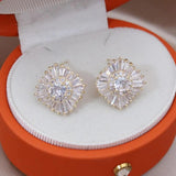 Korea 14K Plated Set Zircon Earrings Women's Work Accessories