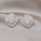Korea 14K Plated Set Zircon Earrings Women's Work Accessories