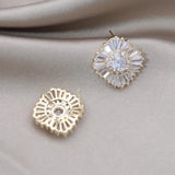 Korea 14K Plated Set Zircon Earrings Women's Work Accessories