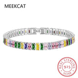 Multi Moissanite Tennis Bracelet 925 Sterling Silver D VVS1 Lab Diamond
