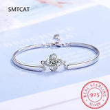 1Ct Moissanite 4 Leaf Clover Bracelet 925 Silver Charms For Women