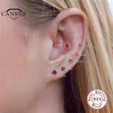 6Pcs Zircon Piercing Stud Earrings 925 Silver Women Fine Jewelry