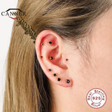 6Pcs Zircon Piercing Stud Earrings 925 Silver Women Fine Jewelry
