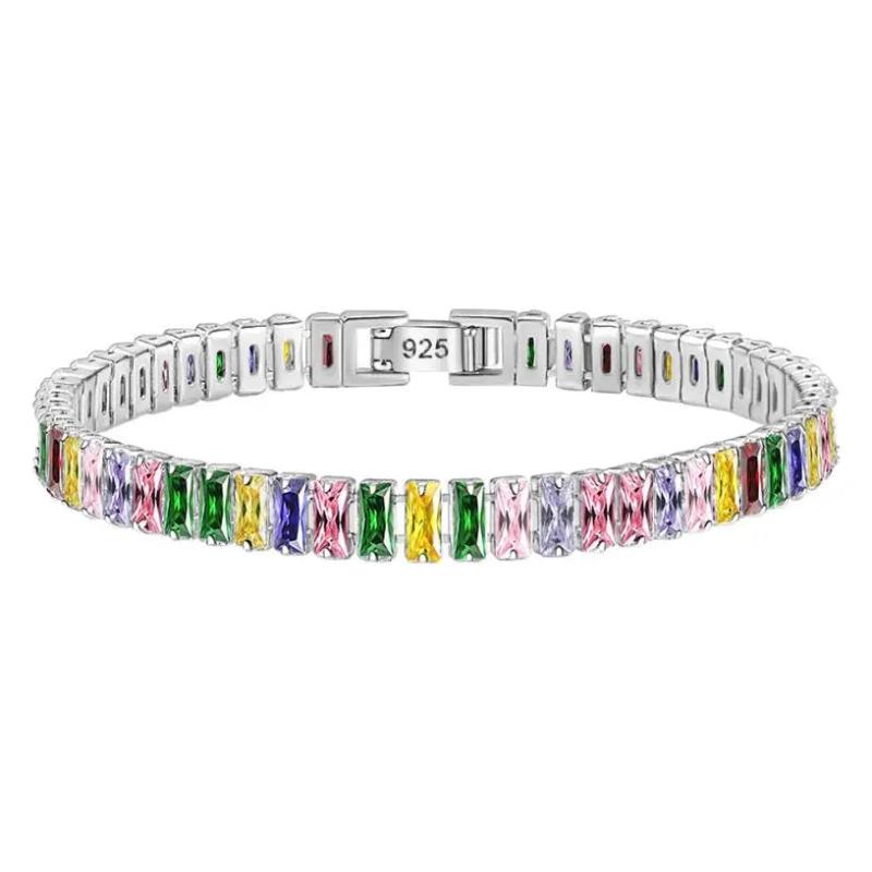 Multicolor Moissanite Tennis Bracelets 925 Sterling Silver D VVS1 Lab Diamond