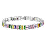 Multicolor Moissanite Tennis Bracelets 925 Sterling Silver D VVS1 Lab Diamond
