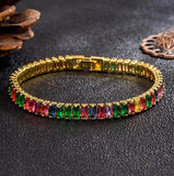 Multicolor Moissanite Tennis Bracelets 925 Sterling Silver D VVS1 Lab Diamond